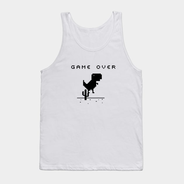 Chrome Dinosaur ( T-Rex Dino) Game Over Tank Top by kani